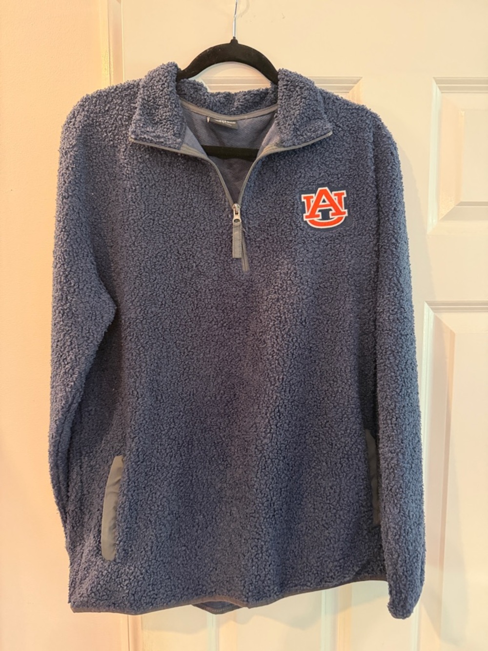Colosseum Navy Sherpa Quarter-Zip Pullover with Orange Auburn Logo